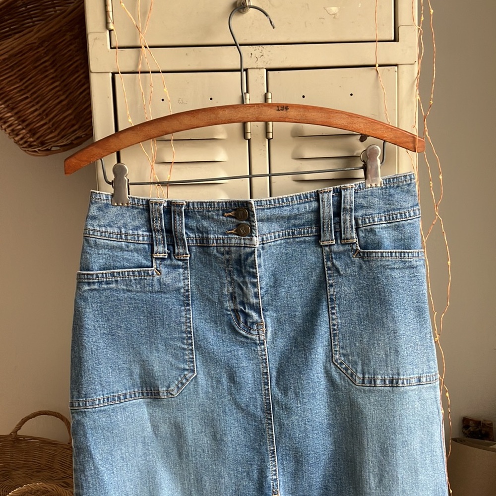 Front Slit Denim Skirt - Picture 3 of 6
